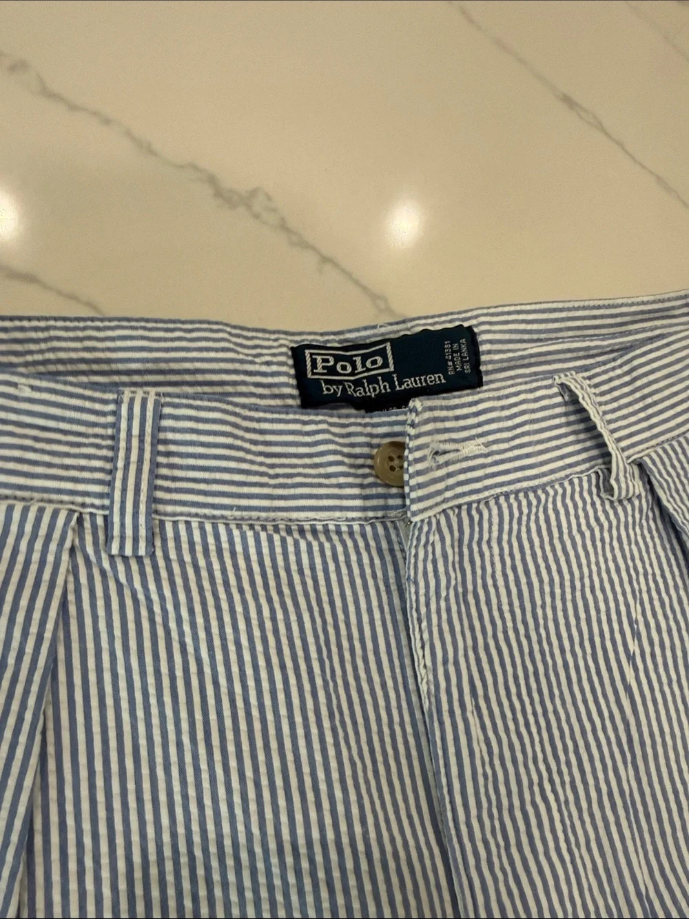 Polo by Ralph Lauren Blue & White Seersucker Shorts